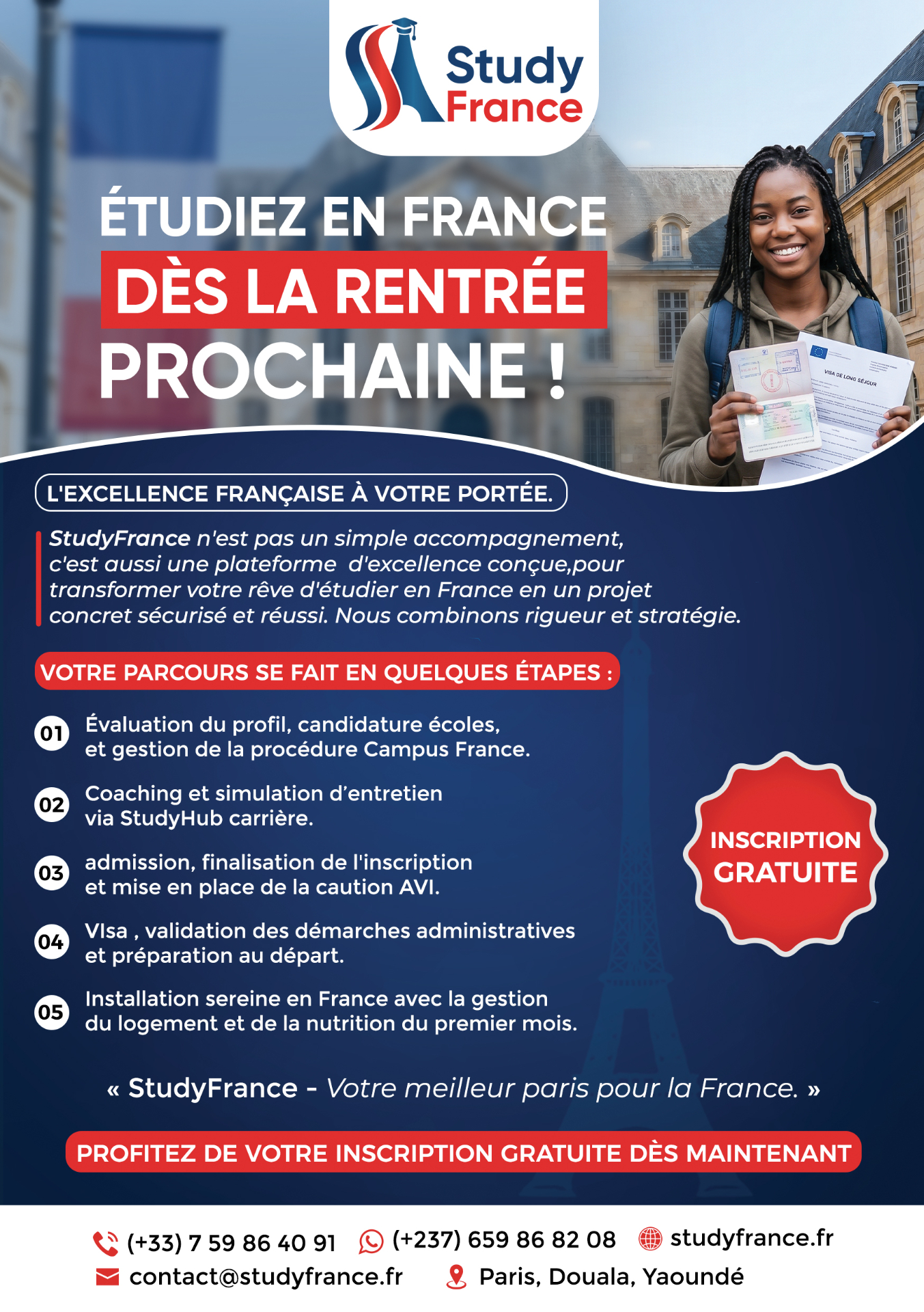 Flyer StudyFrance : étudiez en France dès la rentrée prochaine